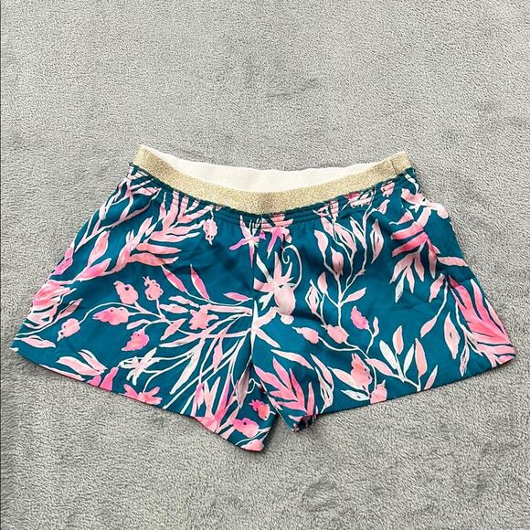 NEW Lilly Pulitzer S Rylan Short Tidal Wave Its Prime Time Gold Waistband - Picture 2 of 10